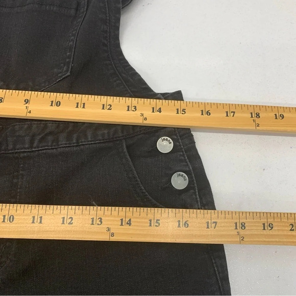 Denim Overalls Woman 28  Black Straight Crop Stretch Pockets  Mid Rise Y2K Retro - Picture 11 of 13